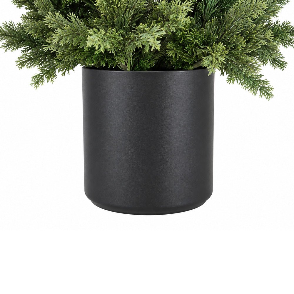 Albero di Natale Mira slim con LED e foglie stile cipresso in vaso – foto 6