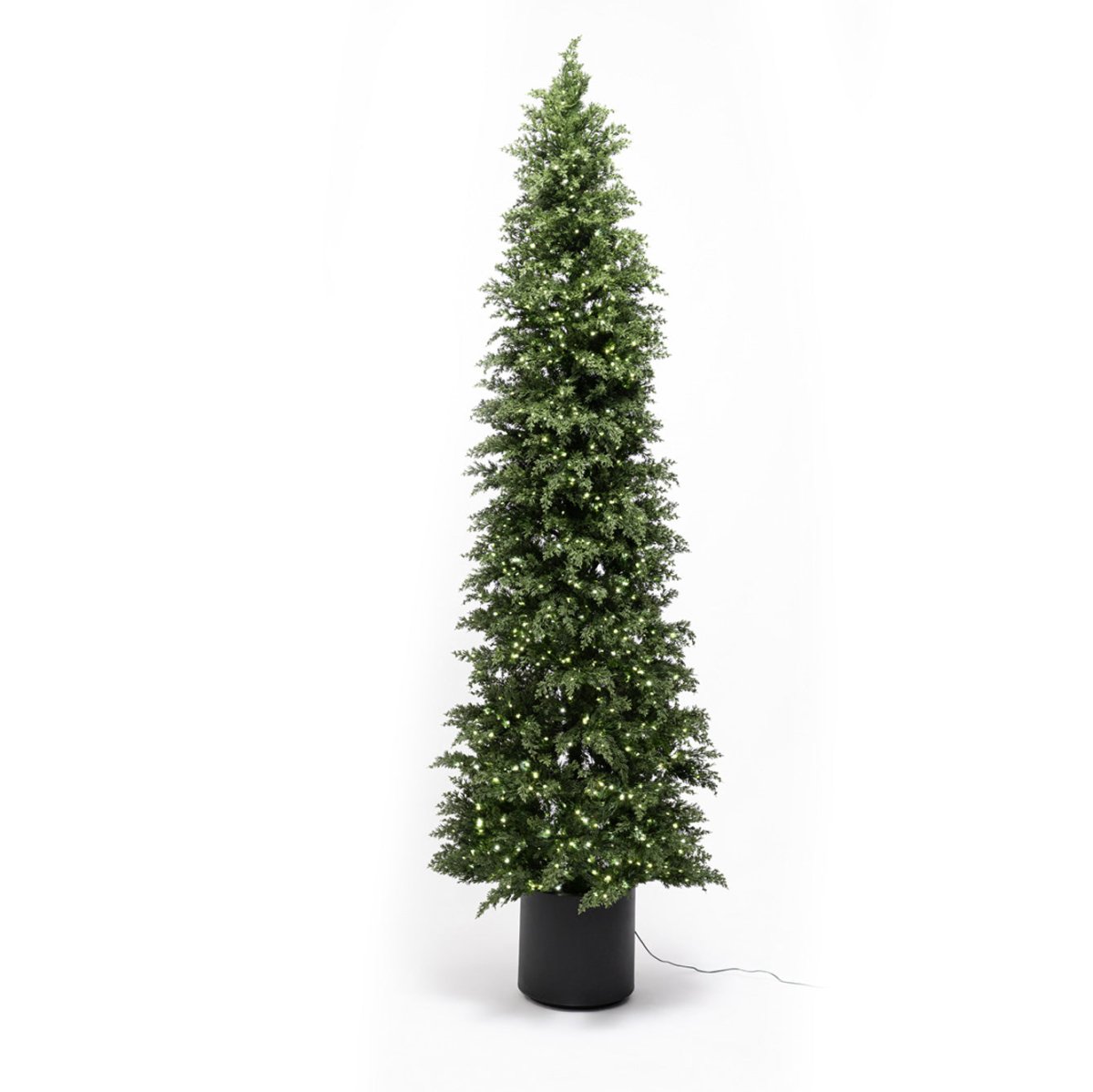 Albero di Natale Mira slim con LED e foglie stile cipresso in vaso – foto 10