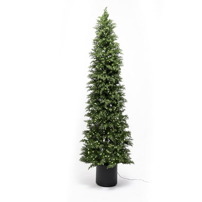 Albero di Natale Mira slim con LED e foglie stile cipresso in vaso – foto 10