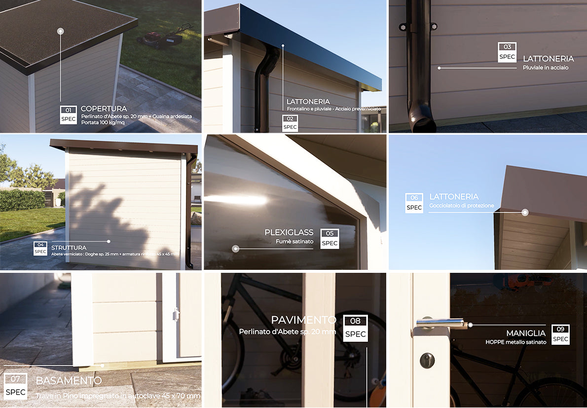 Casetta in legno Nike 300x250 cm – Pareti 25 mm – Colore Cipria