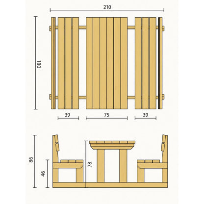 Set Camping Tavolo e Panche 210x180 - Kit Montaggio Incluso