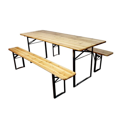 Set Birreria Pieghevole in Legno 200 cm con Tavolo e 2 Panche