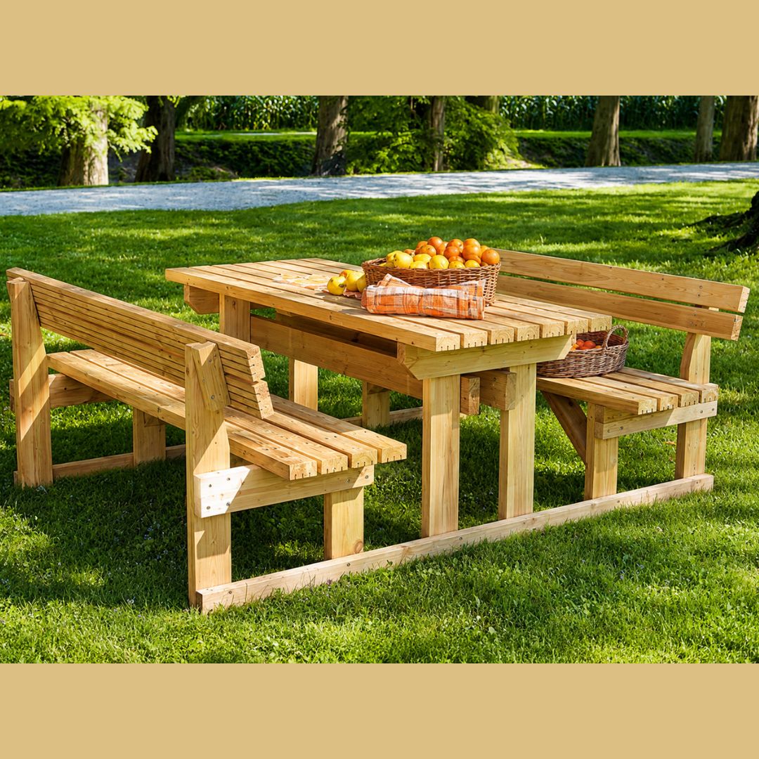 Set Camping Tavolo e Panche 210x180 - Kit Montaggio Incluso