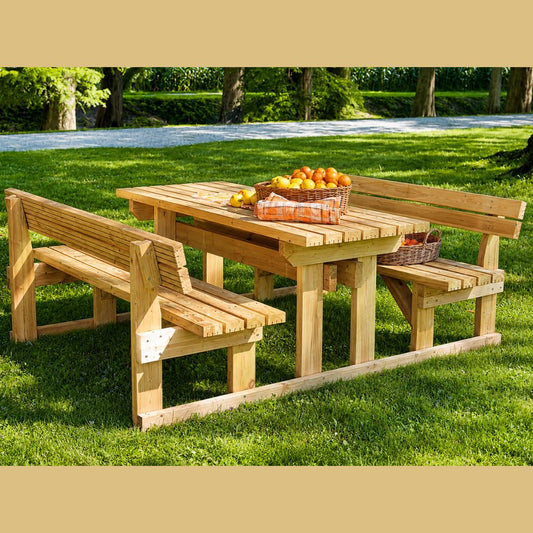 Set Camping Tavolo e Panche 210x180 - Kit Montaggio Incluso
