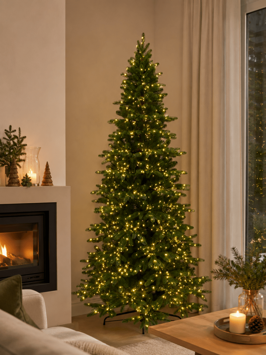 Albero di Natale Deneb Slim verde con LED integrati in polietilene – foto 2